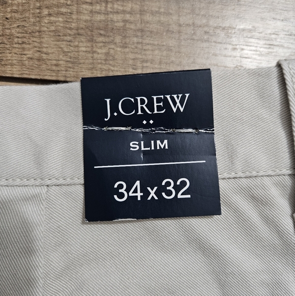 New J.Crew Flex Slim Fit Chino Pants Cream Khaki Stretch Mens 34x32 Preppy - Picture 10 of 14